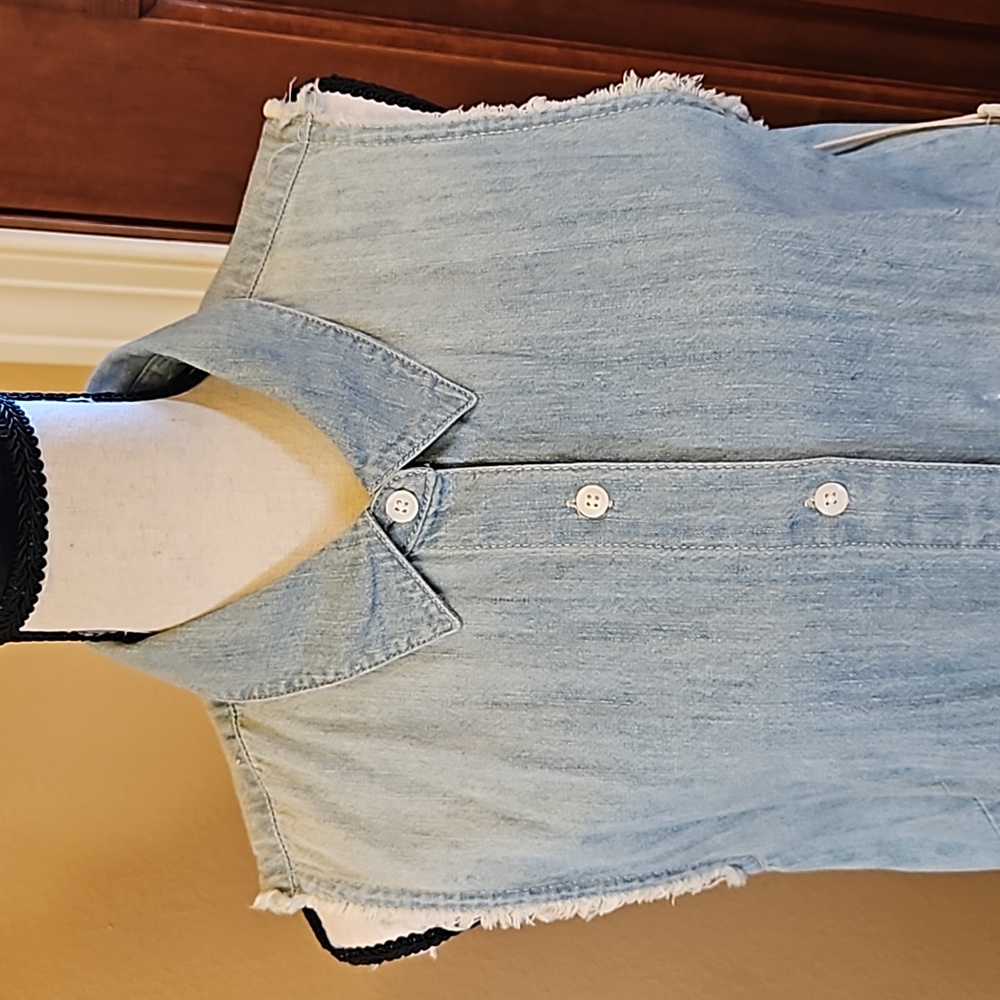 HIPPIE LAUNDRY DRESS M BUTTON DOWN 100% COTTON SLEEVELESS - Picture 2 of 12